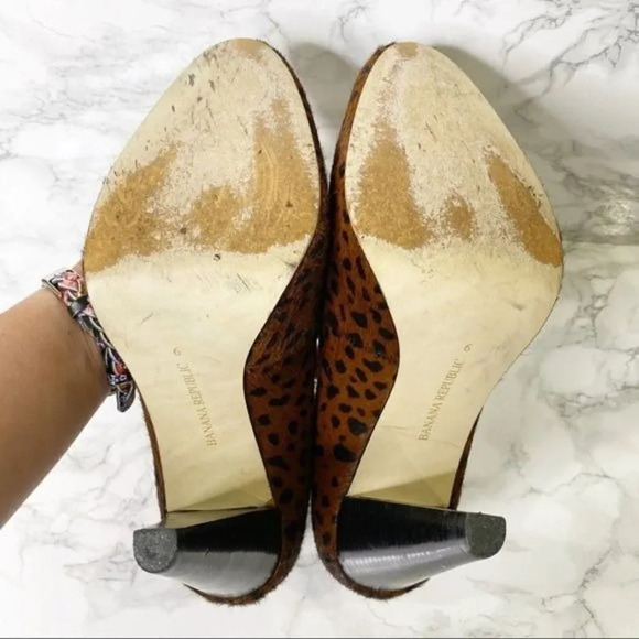 BANANA REPUBLIC‎ Calf Hair Leopard Almond Toe Heels Size 6 Mob Wife - Picture 6 of 6